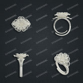 Jewelry set Filigree Ring White Wax Casting Resin 3D Printing Service CS03T-002ap-R
