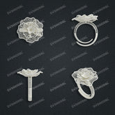 Jewelry set Filigree Ring White Wax Casting Resin 3D Printing Service CS03T-004ap-R