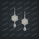 Jewelry set Filigree Earrings White Wax Casting Resin 3D Printing Service CS03T-006ap-E
