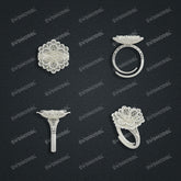 Jewelry set Filigree Ring White Wax Casting Resin 3D Printing Service CS03T-006ap-R