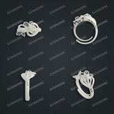 Jewelry set Filigree Ring White Wax Casting Resin 3D Printing Service CS61T-001wt-R