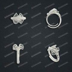 Jewelry set Filigree Ring White Wax Casting Resin 3D Printing Service CS61T-002wt-R
