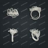 Jewelry set Filigree Ring White Wax Casting Resin 3D Printing Service CS61T-004wt-R