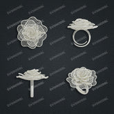 Jewelry set Filigree Ring White Wax Casting Resin 3D Printing Service CS03T-006wt-R