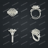 Jewelry set Filigree Ring White Wax Casting Resin 3D Printing Service CS03T-011wt-R