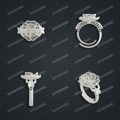 Jewelry set Filigree Ring White Wax Casting Resin 3D Printing Service CS03T-011wt-R