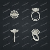 Jewelry set Filigree Ring White Wax Casting Resin 3D Printing Service CS03T-014wt-R1
