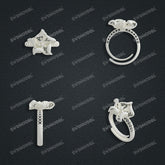Jewelry set Filigree Ring White Wax Casting Resin 3D Printing Service CS03T-015wt-R