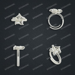 Jewelry set Filigree Ring White Wax Casting Resin 3D Printing Service CS03T-015wt-R