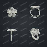 Jewelry set Filigree Ring White Wax Casting Resin 3D Printing Service CS03T-021wt-R