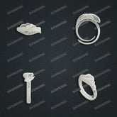 Jewelry set Filigree Ring White Wax Casting Resin 3D Printing Service CS03T-022wt-R