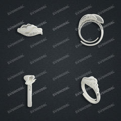 Jewelry set Filigree Ring White Wax Casting Resin 3D Printing Service CS03T-022wt-R