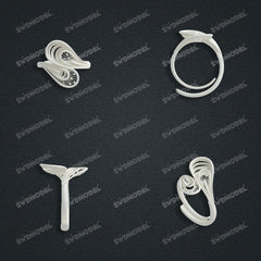 Jewelry set Filigree Ring White Wax Casting Resin 3D Printing Service CS03T-023wt-R
