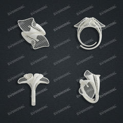 Jewelry set Filigree Ring White Wax Casting Resin 3D Printing Service CS63T-032wt-R