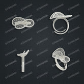 Jewelry set Filigree Ring White Wax Casting Resin 3D Printing Service CS63T-034wt-R