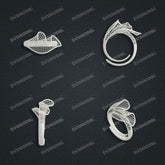 Jewelry set Filigree Ring White Wax Casting Resin 3D Printing Service CS61T-041wt-R