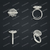 Jewelry set Filigree Ring White Wax Casting Resin 3D Printing Service CS63T-056wt-R