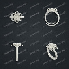 Jewelry set Filigree Ring White Wax Casting Resin 3D Printing Service CS61T-097wt-R