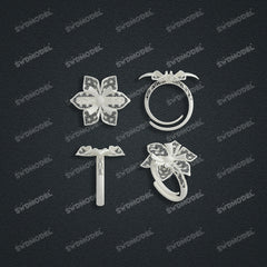 Jewelry set Filigree Ring White Wax Casting Resin 3D Printing Service CS62T-004ch-R