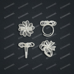 Jewelry set Filigree Ring White Wax Casting Resin 3D Printing Service CS62T-005ch-R