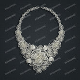 Jewelry set Filigree Necklace White Wax Casting Resin 3D Printing Service CS62T-007ch-N