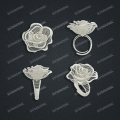 Jewelry set Filigree Ring White Wax Casting Resin 3D Printing Service CS62T-007ch-R
