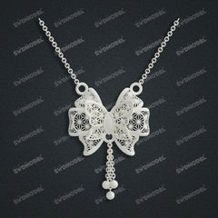 Jewelry set Filigree Necklace White Wax Casting Resin 3D Printing Service CS62T-014ch-N1