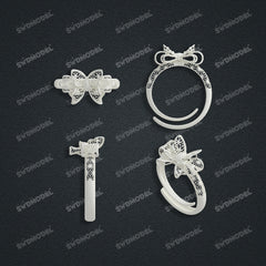 Jewelry set Filigree Ring White Wax Casting Resin 3D Printing Service CS62T-014ch-R