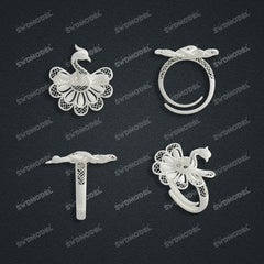 Jewelry set Filigree Ring White Wax Casting Resin 3D Printing Service CS62T-017ch-R
