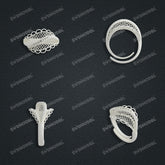 Jewelry set Filigree Ring White Wax Casting Resin 3D Printing Service CS63T-006ap-R