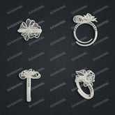 Jewelry set Filigree Ring White Wax Casting Resin 3D Printing Service CS63T-007ap-R