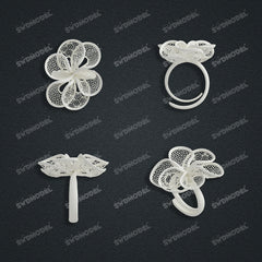 Jewelry set Filigree Ring White Wax Casting Resin 3D Printing Service CS63T-027ap-R1