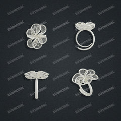 Jewelry set Filigree Ring White Wax Casting Resin 3D Printing Service CS63T-027ap-R