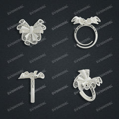 Jewelry set Filigree Ring White Wax Casting Resin 3D Printing Service CS63T-028ap-R