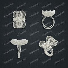 Jewelry set Filigree Ring White Wax Casting Resin 3D Printing Service CS63T-030ap-R