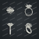 Jewelry set Filigree Ring White Wax Casting Resin 3D Printing Service CS63T-033ap-R