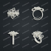Jewelry set Filigree Ring White Wax Casting Resin 3D Printing Service CS63T-084ap-R