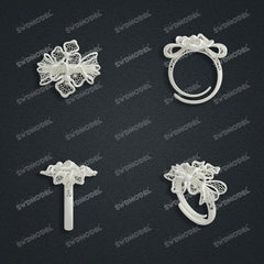 Jewelry set Filigree Ring White Wax Casting Resin 3D Printing Service CS63T-084ap-R
