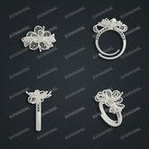 Jewelry set Filigree Ring White Wax Casting Resin 3D Printing Service CS63T-085ap-R