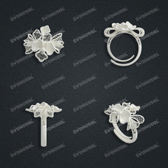 Jewelry set Filigree Ring White Wax Casting Resin 3D Printing Service CS63T-100ap-R