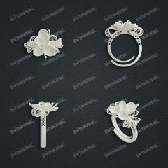 Jewelry set Filigree Ring White Wax Casting Resin 3D Printing Service CS63T-101ap-R
