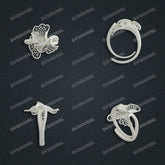 Jewelry set Filigree Ring White Wax Casting Resin 3D Printing Service CS63T-104ap-R
