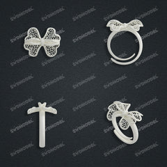 Jewelry set Filigree Ring White Wax Casting Resin 3D Printing Service CS63T-108ap-R