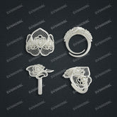 Jewelry set Filigree Ring White Wax Casting Resin 3D Printing Service CS64T-004kr-R