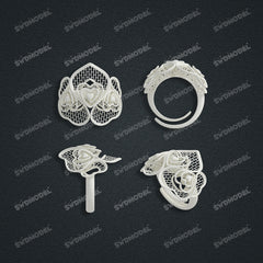 Jewelry set Filigree Ring White Wax Casting Resin 3D Printing Service CS64T-004kr-R