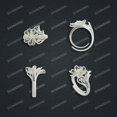 Jewelry set Filigree Ring White Wax Casting Resin 3D Printing Service CS64T-006ch-R