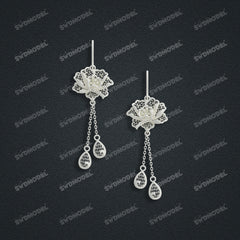 Jewelry set Filigree Earrings White Wax Casting Resin 3D Printing Service CS64T-008ch-E