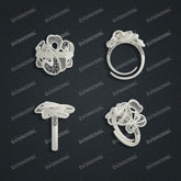 Jewelry set Filigree Ring White Wax Casting Resin 3D Printing Service CS64T-010ch-R