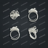Jewelry set Filigree Ring White Wax Casting Resin 3D Printing Service CS64T-012ch-R
