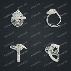 Jewelry set Filigree Ring White Wax Casting Resin 3D Printing Service FNZ-01-R